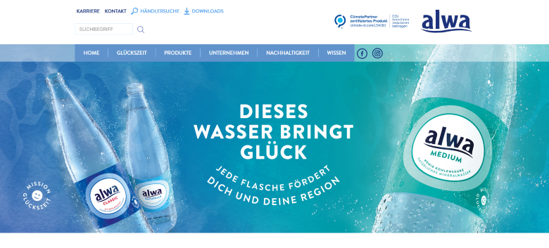 Screenshot Webseite alwa Mineralbrunnen GmbH